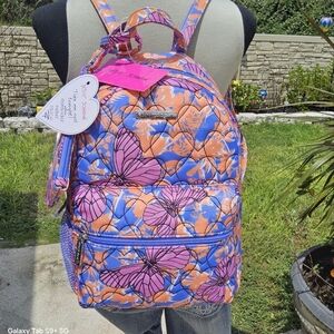 BETSEY JOHNSON BRIGHT ORANGE n PURPLE NYLON BUTTERFLY MID SIZE BACKPACK